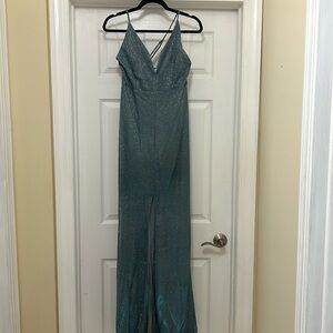 Duochrome Sparkly Teal/Steel Blue Windsor Dress